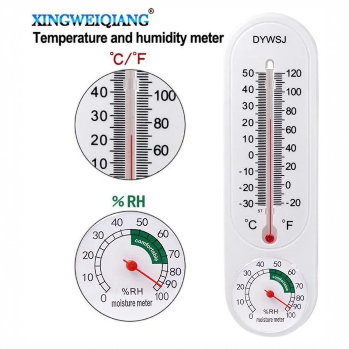GENERICO - Termómetro e Higrómetro Analógico 2 en 1 Temperatura y Humedad