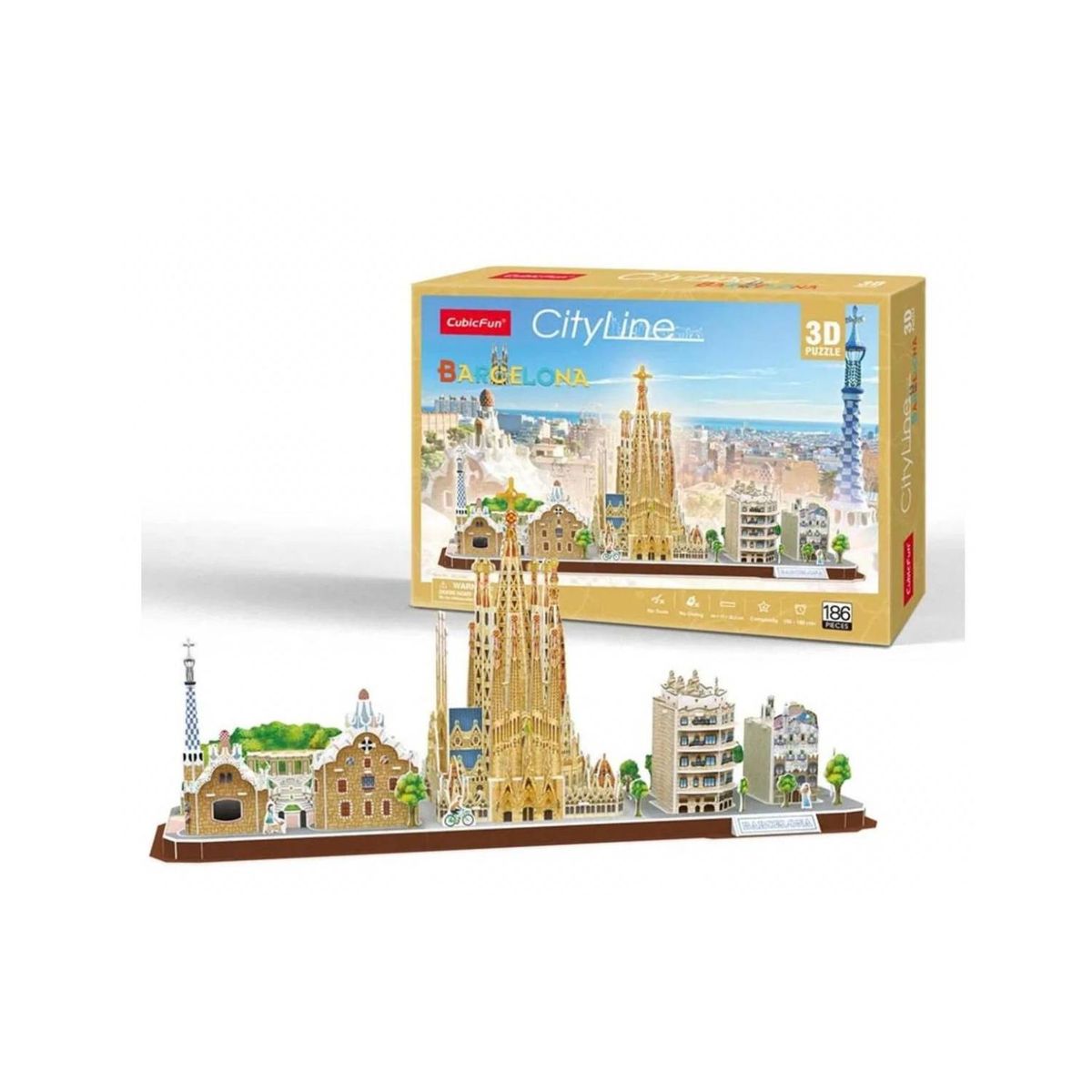 GENERICO - Juguete Puzzle 3D City Line Barcelona 186 Piezas 54x26x17cm