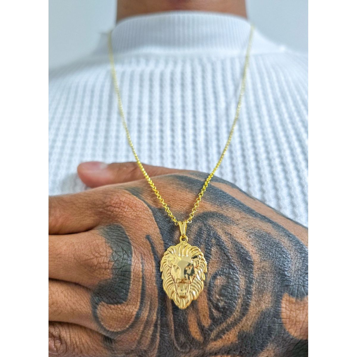 GENERICO - Conjunto Cadena rolo y colgante en Oro Laminado 18k