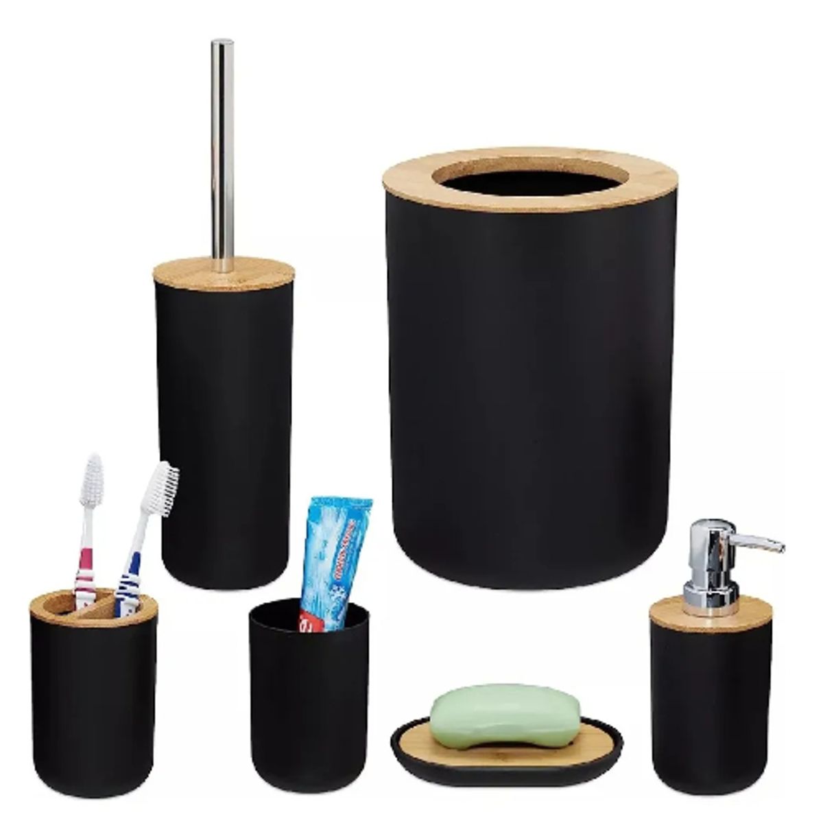 GENERICO - Juego Accesorios Set De Baño 6 Piezas Inoxidable Cepillo Wc