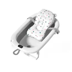 BABYLUNA - Tina Bañera Plegable Bebé con Termómetro y Cojín Estrella Gris