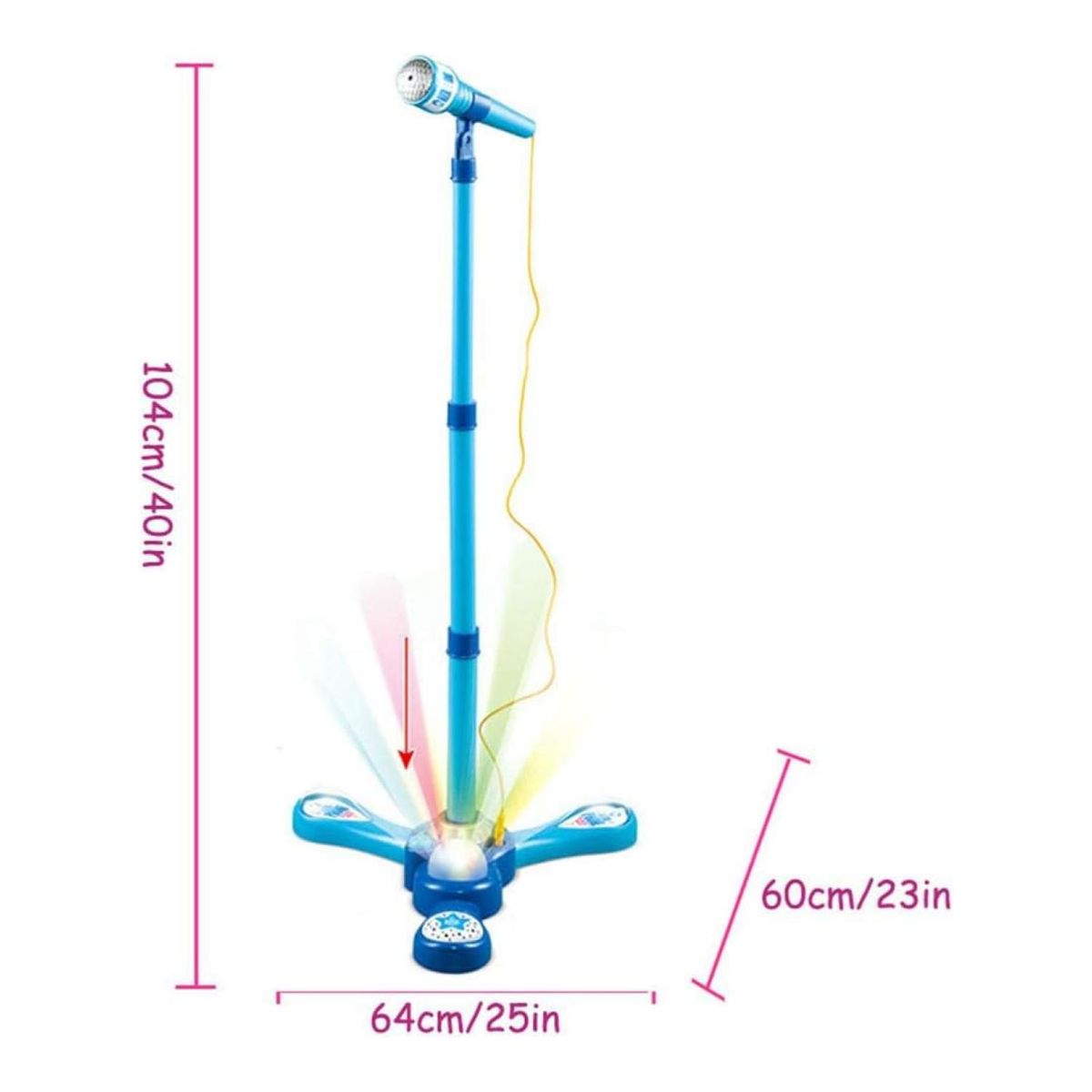 GENERICO - Juguete Microfono Pedestal Karaoke Luces MP3 Azul Infantil