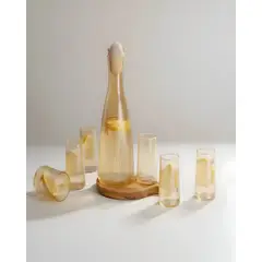 GENERICO - SET DE 7 PIEZAS DE CRISTALERÍA PREMIUM DE LUJO AMBAR