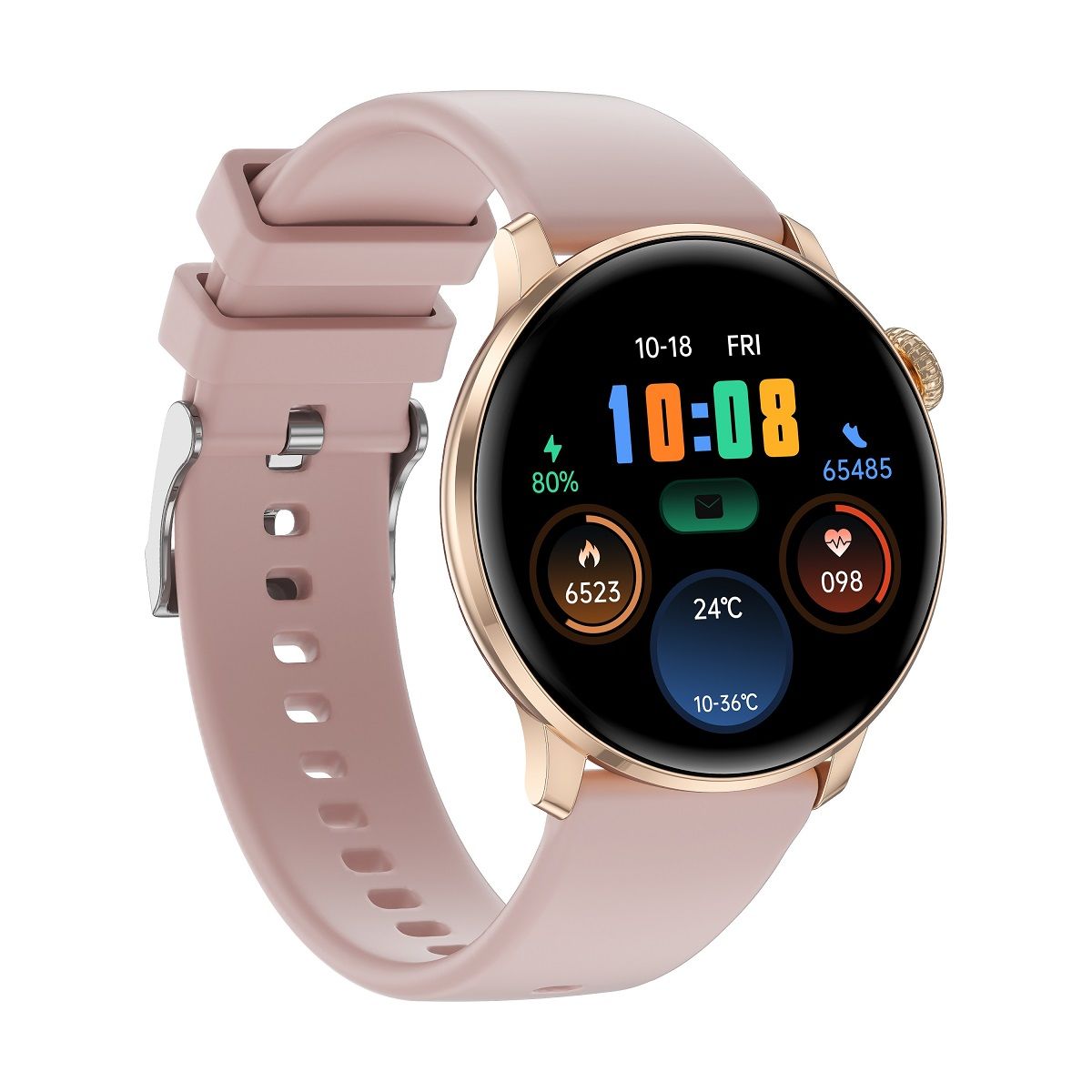 STARTECHOFFICE - Reloj Inteligente DS5  Estilo dorado, doble correa, llamadas Bluetooth y monitoreo de salud 24/7.
