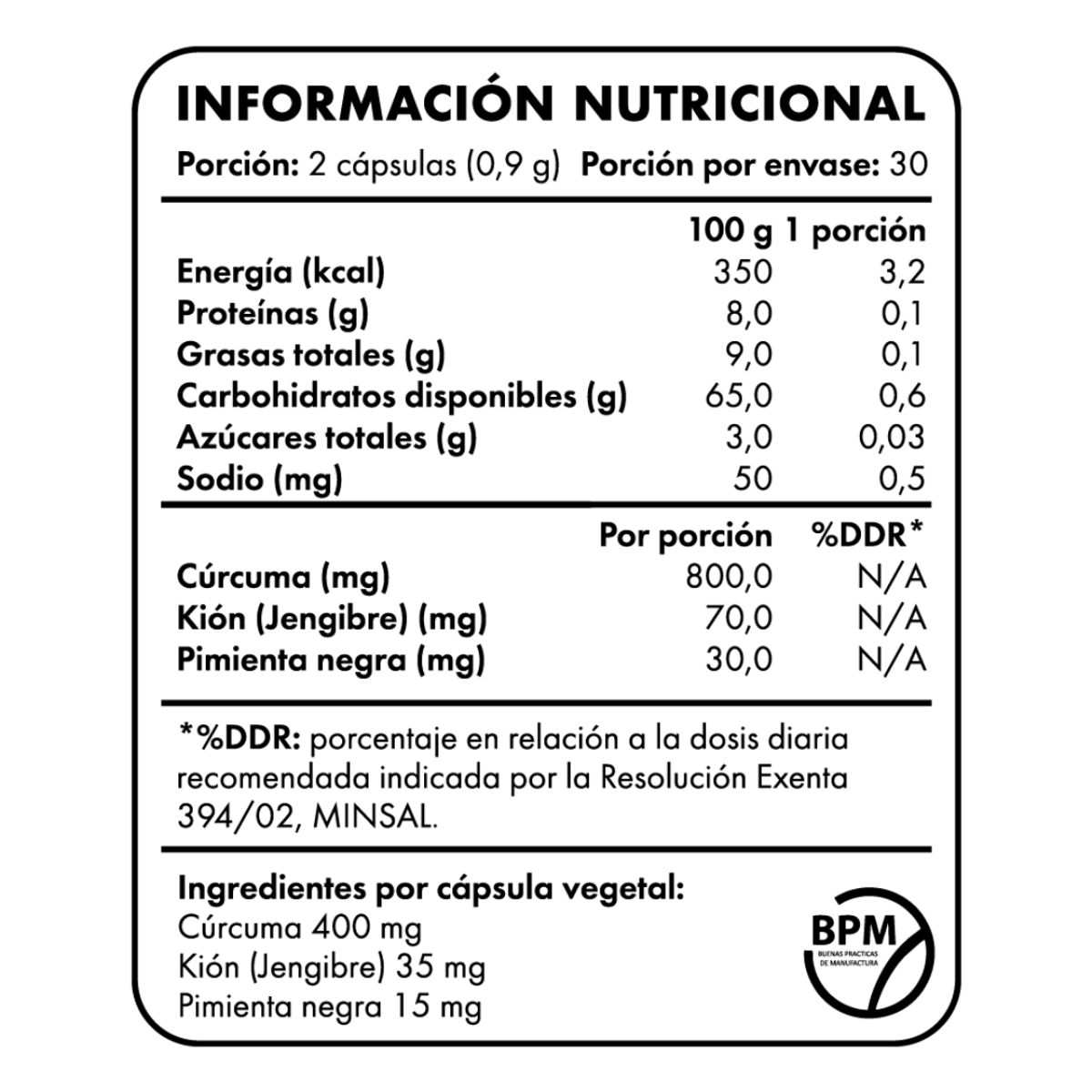 GENERICO - Curcuma Activada 800 Mg 60 Capsulas Nibray Vital