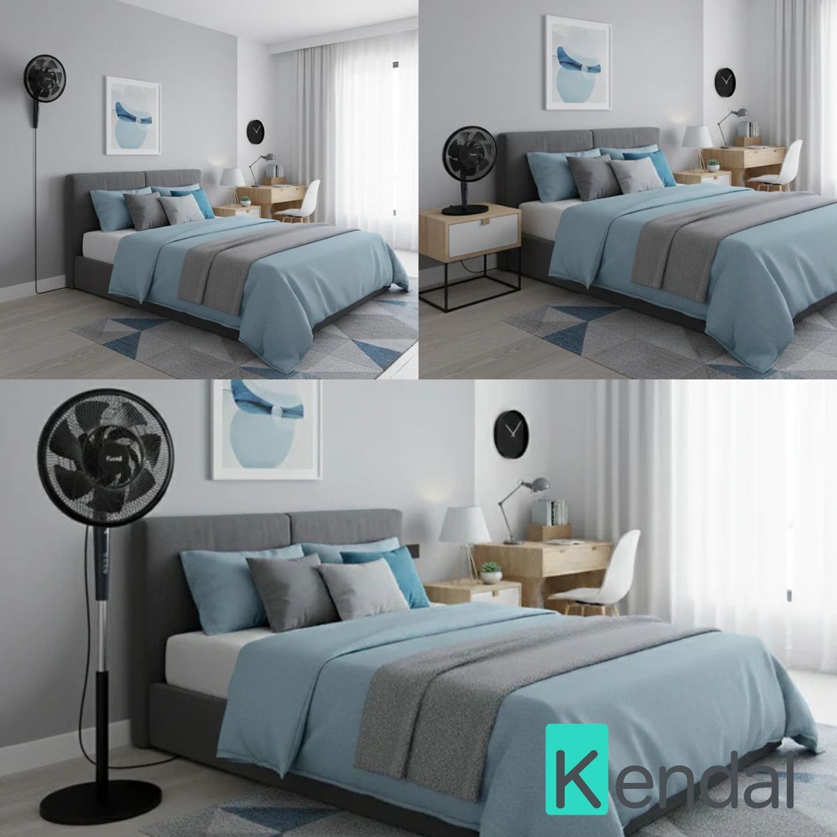 KENDAL - Ventilador Pedestal Pie Silencioso 3en1 3x1 Kvp-turbo Kendal