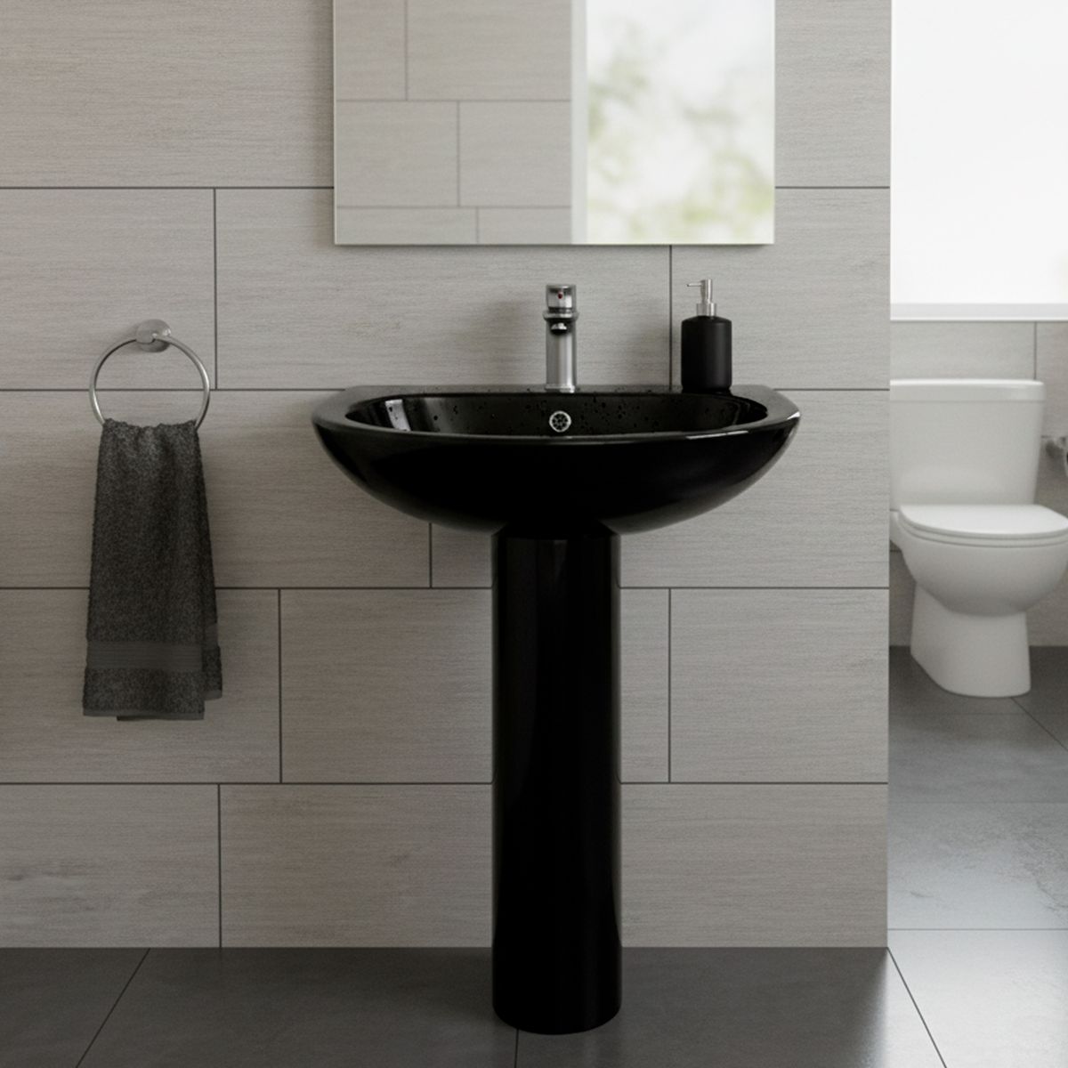 JOYTEK - Lavamanos de Pedestal Joytek 3004 Color Negro - 86x52,5x43,5 cm