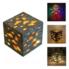 GENERICO - Cubo Lampara Amarillo Mineral Minecraft Recargable