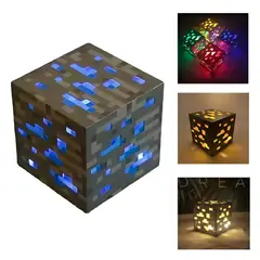 GENERICO - Cubo Lampara Azul Mineral Minecraft Recargable