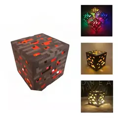 GENERICO - Cubo Lampara Rojo Mineral Minecraft Recargable