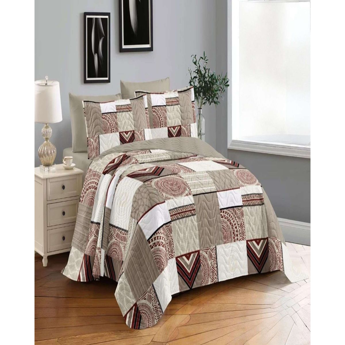 GENERICO - CUBRECAMA COLCHA QUILT VERANO PLAZA Y MEDIA