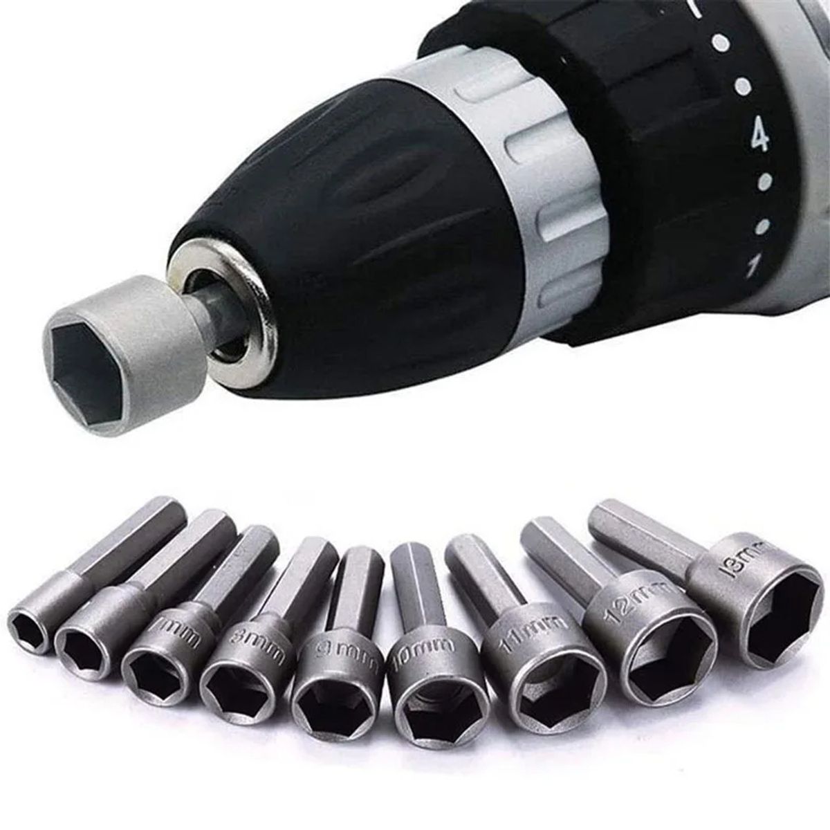 GENERICO - Puntas de Dados Hexagonales Adaptador taladro Tuercas de Impacto Magneticas