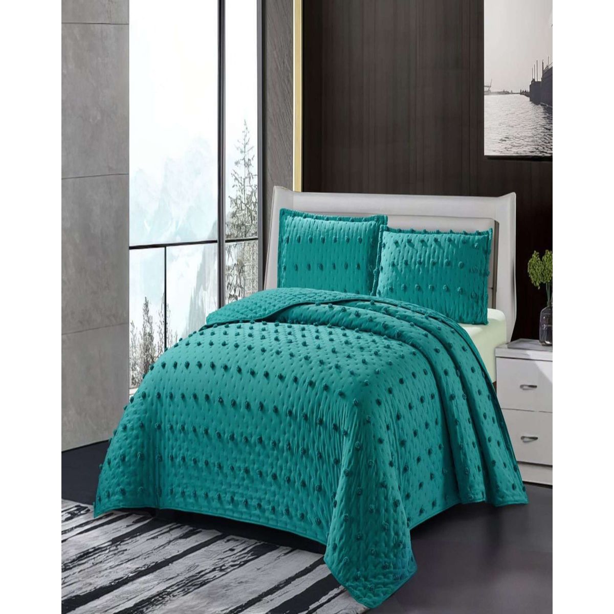 GENERICO - CUBRECAMA QUILT DELGADO DISEÑO TUFTING DE LUJO SUAVE 2 PLAZAS