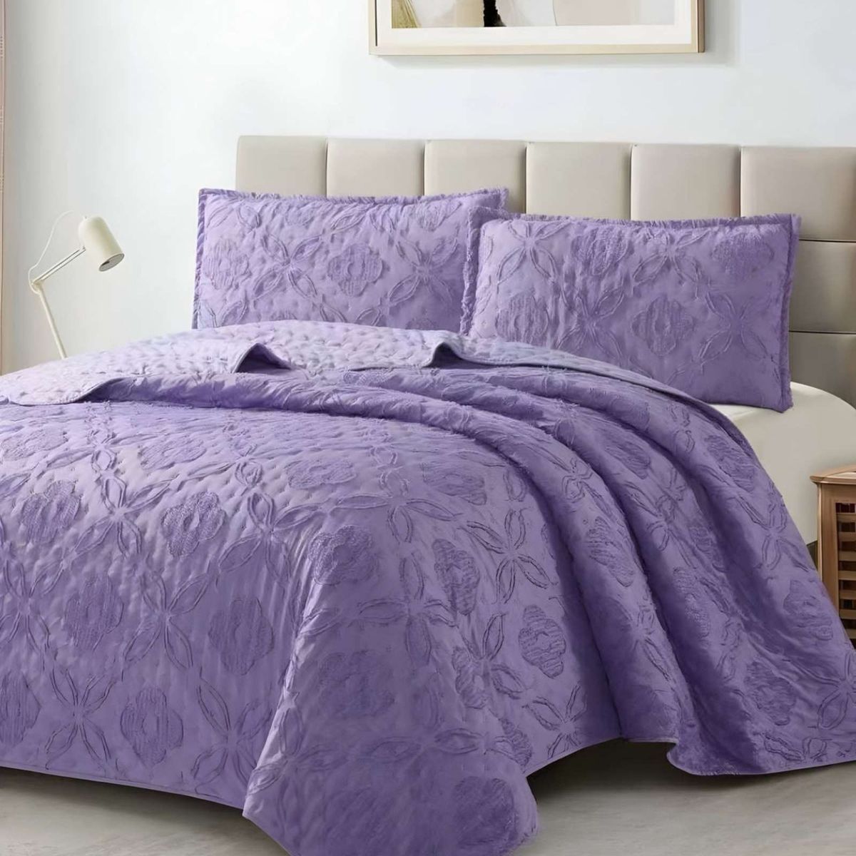 GENERICO - CUBRECAMA QUILT DELGADO DISEÑO TUFTING DE LUJO SUAVE 2 PLAZAS