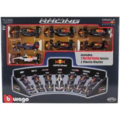 BBURAGO - Set F1 Redbull Exhibidor + 7 Autos Formula 1 A Escala Burago 1:43