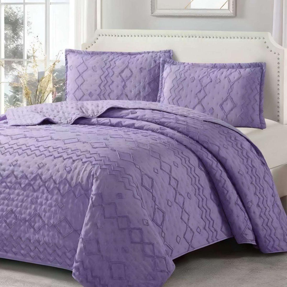 GENERICO - CUBRECAMA QUILT DELGADO DISEÑO TUFTING DE LUJO SUAVE PLAZA Y MEDIA