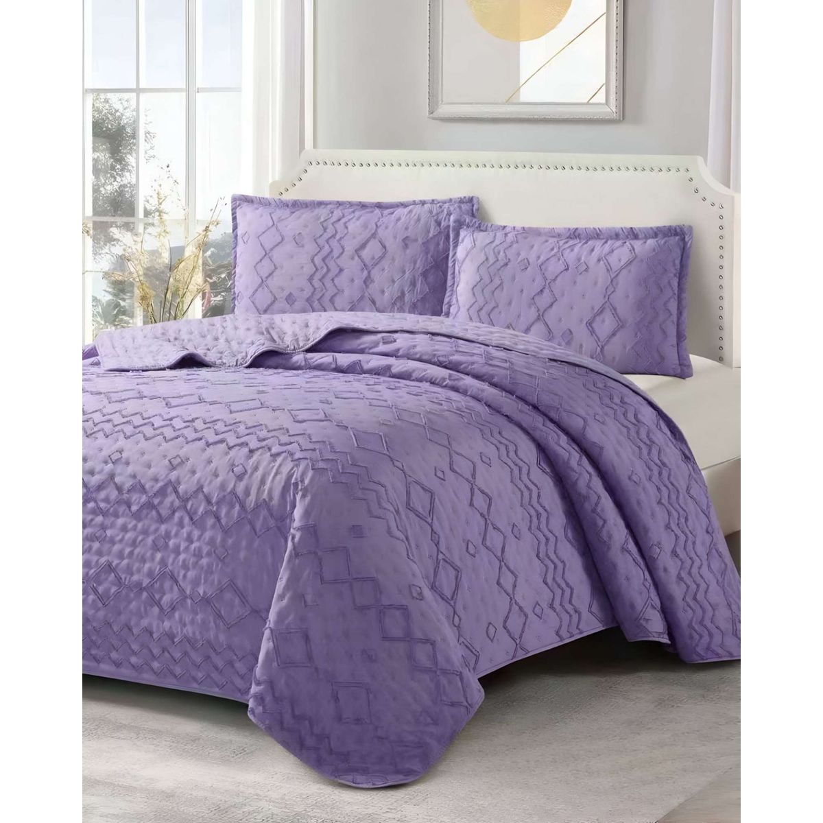 GENERICO - CUBRECAMA QUILT DELGADO DISEÑO TUFTING DE LUJO SUAVE PLAZA Y MEDIA