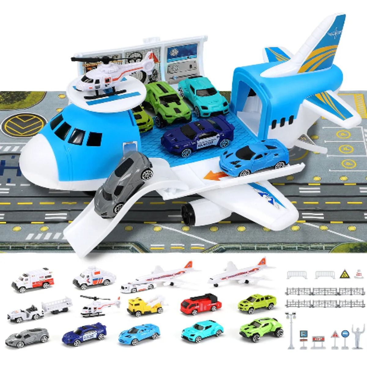 GENERICO - Avión De Rescate Porta 12 Vehículos Juguete Para Ninos