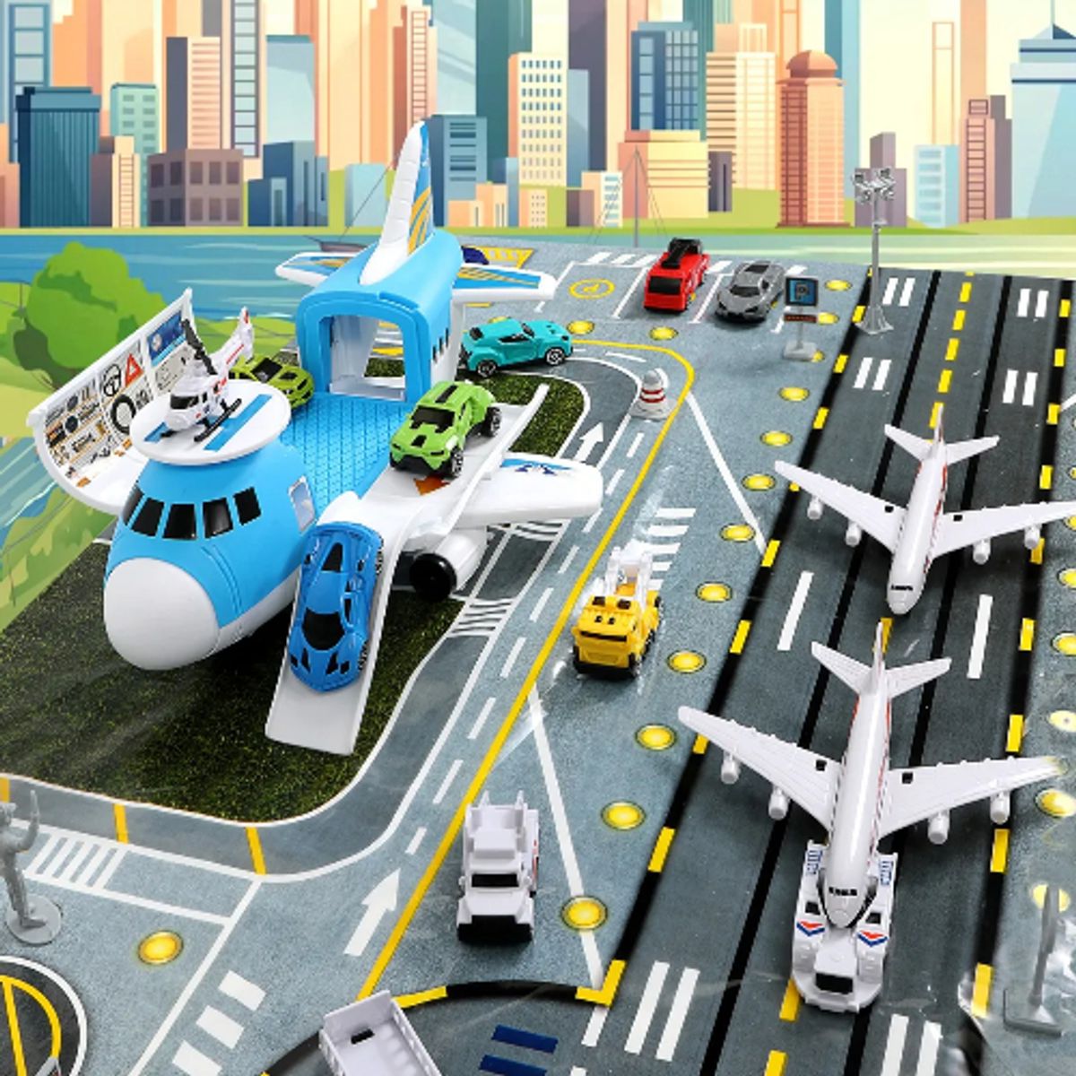 GENERICO - Avión De Rescate Porta 12 Vehículos Juguete Para Ninos