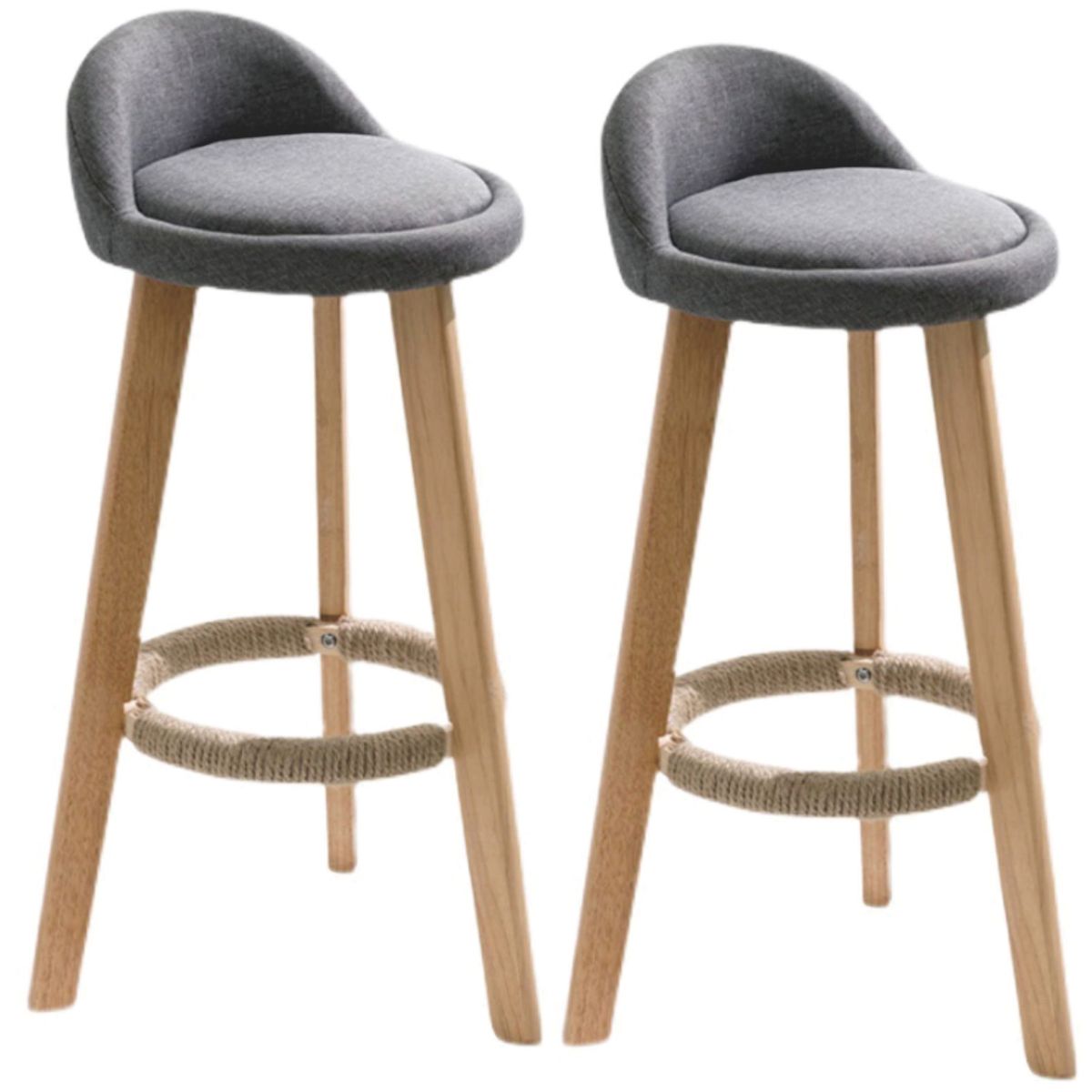 GENERICO - Pack2 Silla Piso Bar Madera Altura Taburete Respaldo Moderna - Madera