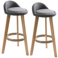 Pack2 Silla Piso Bar Madera Altura Taburete Respaldo Moderna - Madera