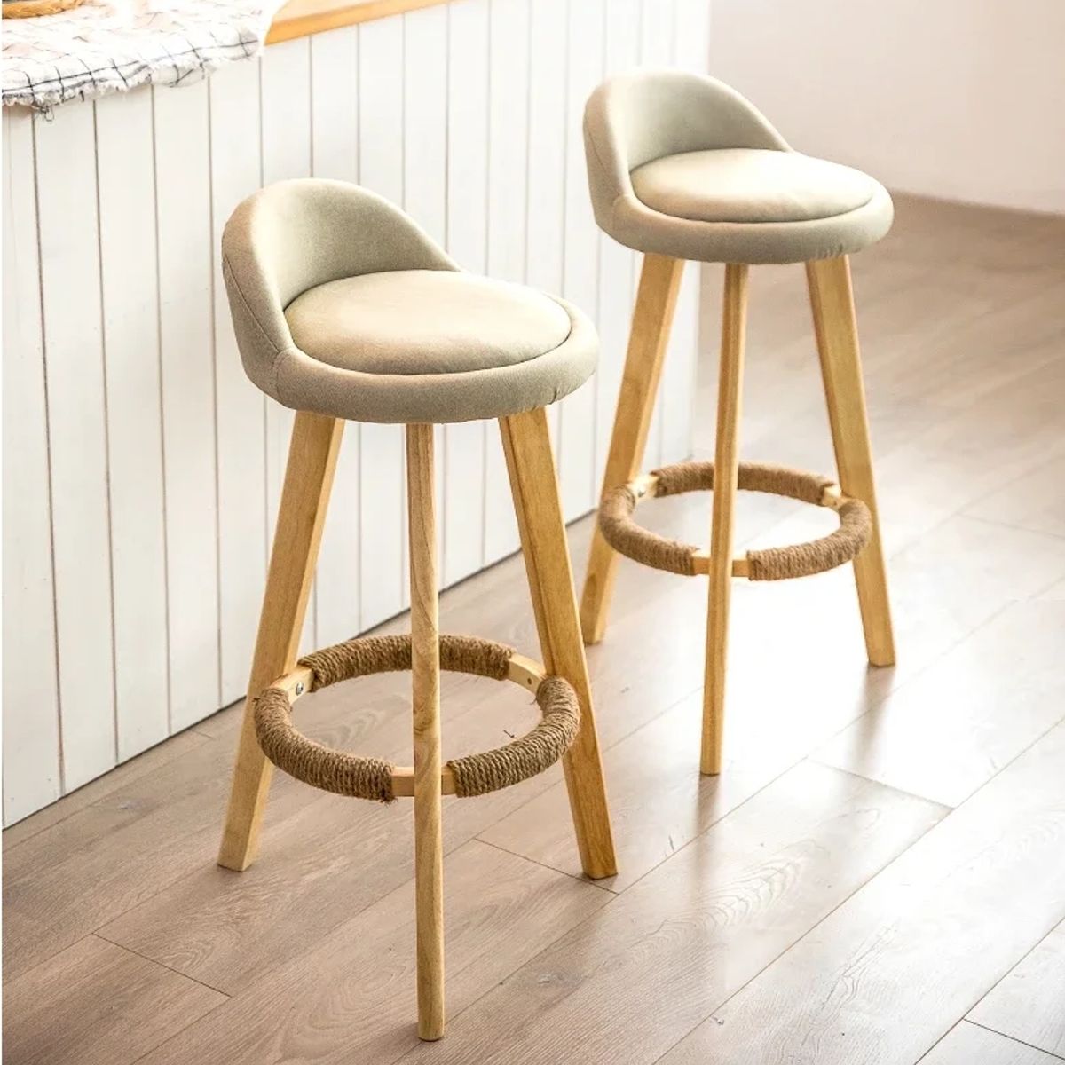 Pack2 Silla Piso Bar Madera Altura Taburete Respaldo Moderna - Madera, marca GENERICO - Foto Principal