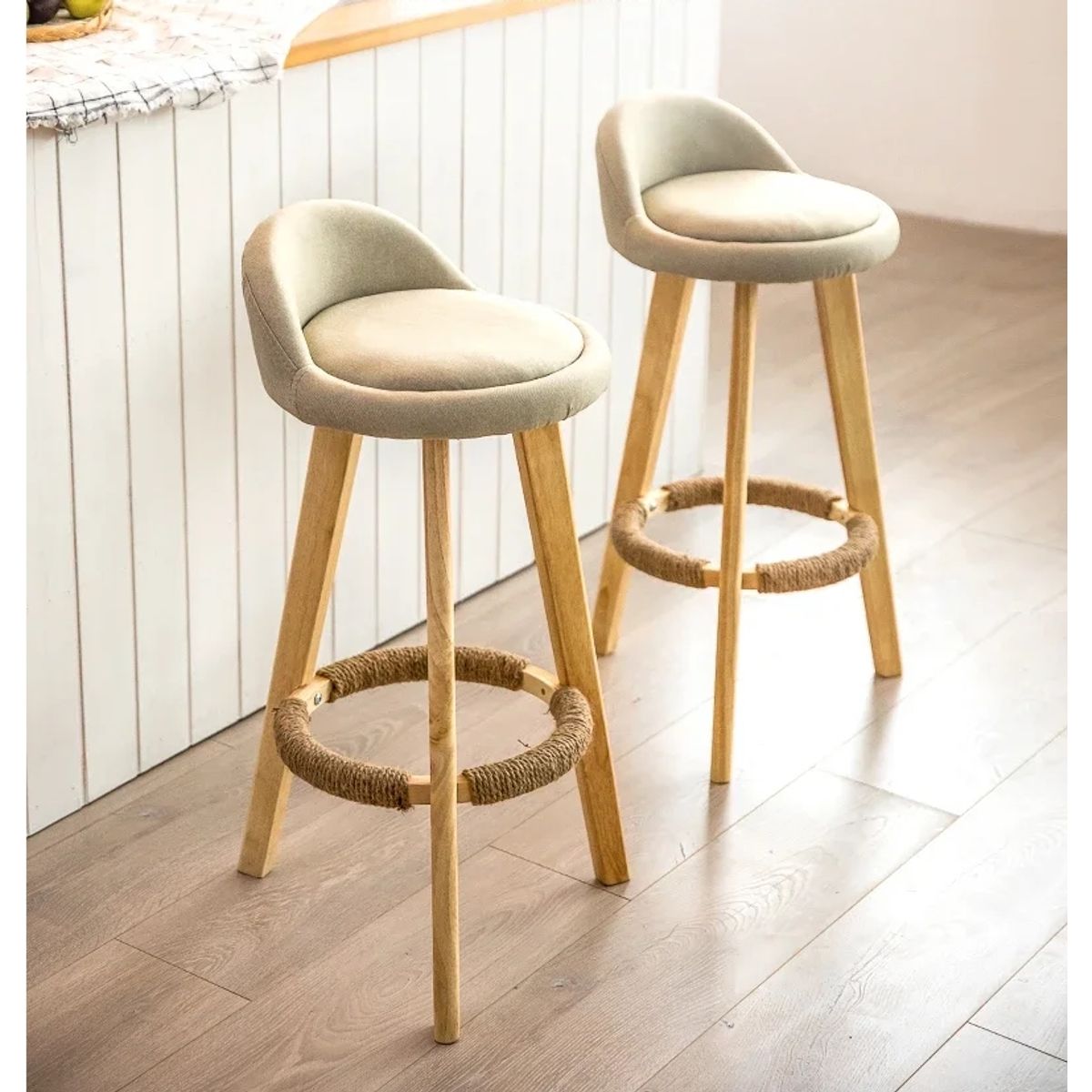 Pack2 Silla Piso Bar Madera Altura Taburete Respaldo Moderna - Madera, marca GENERICO - Foto Principal