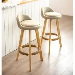 GENERICO - Pack2 Silla Piso Bar Madera Altura Taburete Respaldo Moderna - Madera