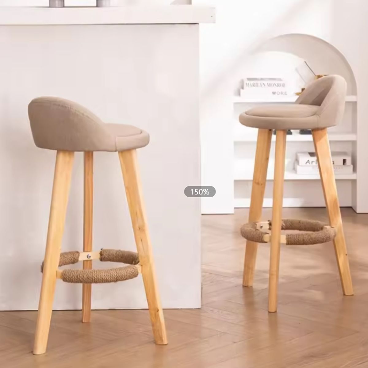Pack2 Silla Piso Bar Madera Altura Taburete Respaldo Moderna - Madera, marca GENERICO - Foto 2