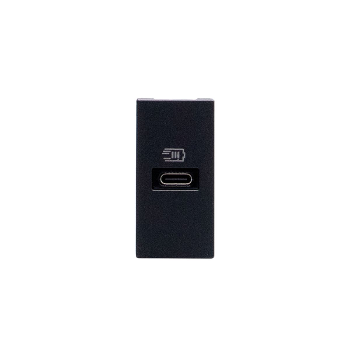 BTICINO - Modulo Cargador Usb C Bticino Pd 1M Negro Matix Go