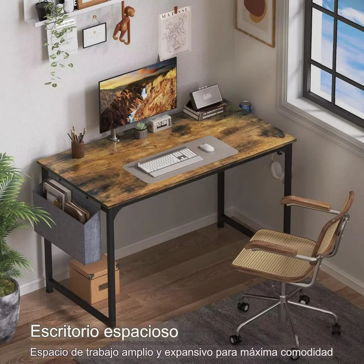 ACTUAL - Escritorio Vintage Industrial 100x48x75 Con Bolsillo Lateral