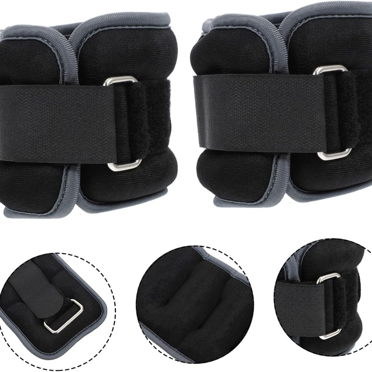 EVERSO - Pesas Tobillo Muñeca Tobillera Set 2 De 1.5kg C/u Total 3kg - Negro Y Gris