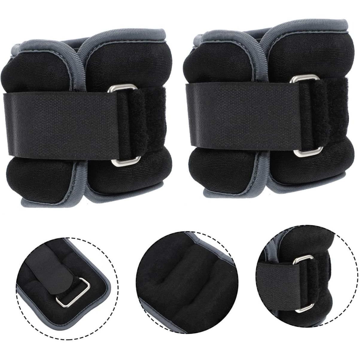 EVERSO - Pesas Tobillo Muñeca Tobillera Set 2 De 1.5kg C/u Total 3kg - Negro Y Gris