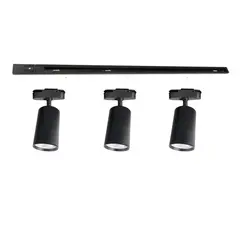 MEGABRIGHT - Lámpara 3 Focos Cilindros Negros Luz Neutra con Riel 1mt
