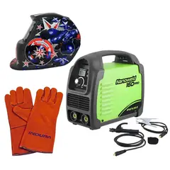 INDURA - Kit Soldadora 160A + Máscara Redbo RBLYE26 + Guante