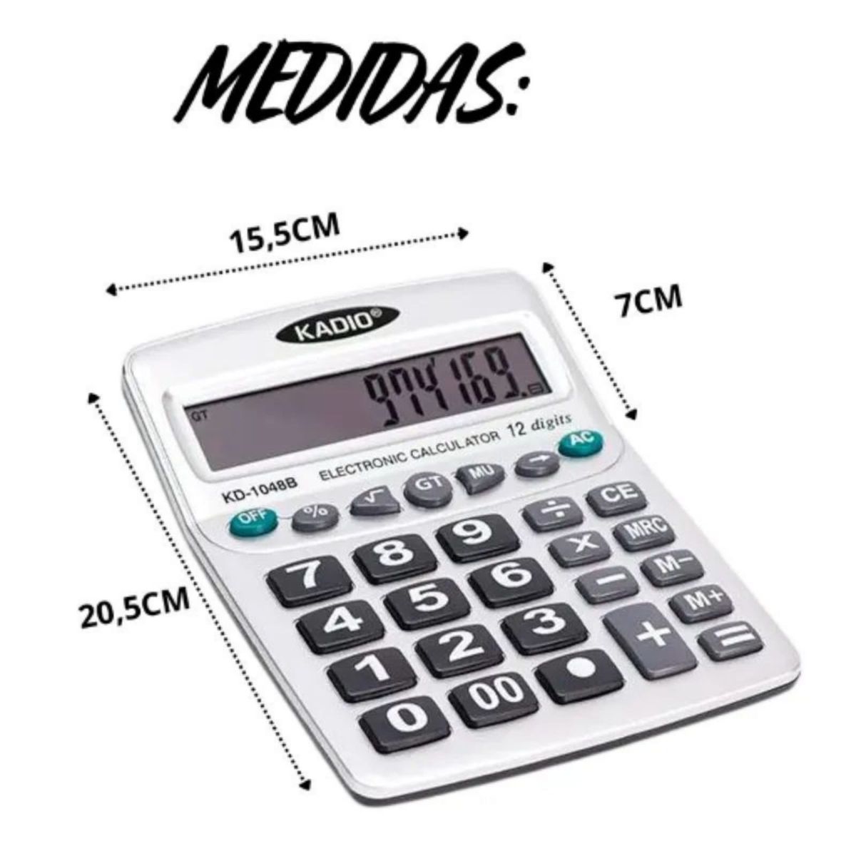 GENERICO - Calculadora dE Escritorio Oficina Grande 12 Digitos KD-1048B