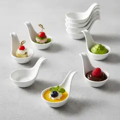 GENERICO - Pack 6 Cucharas Loza Para Degustación Aperitivo Postre Salsa