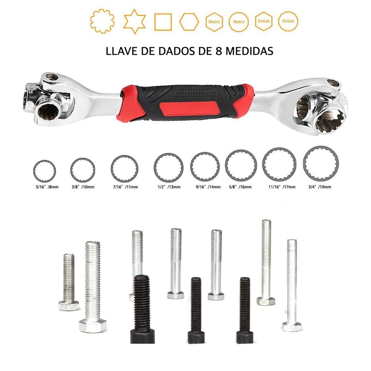 GENERICO - Llave de Dados Universal 48 en 1 Herramienta Multifuncional