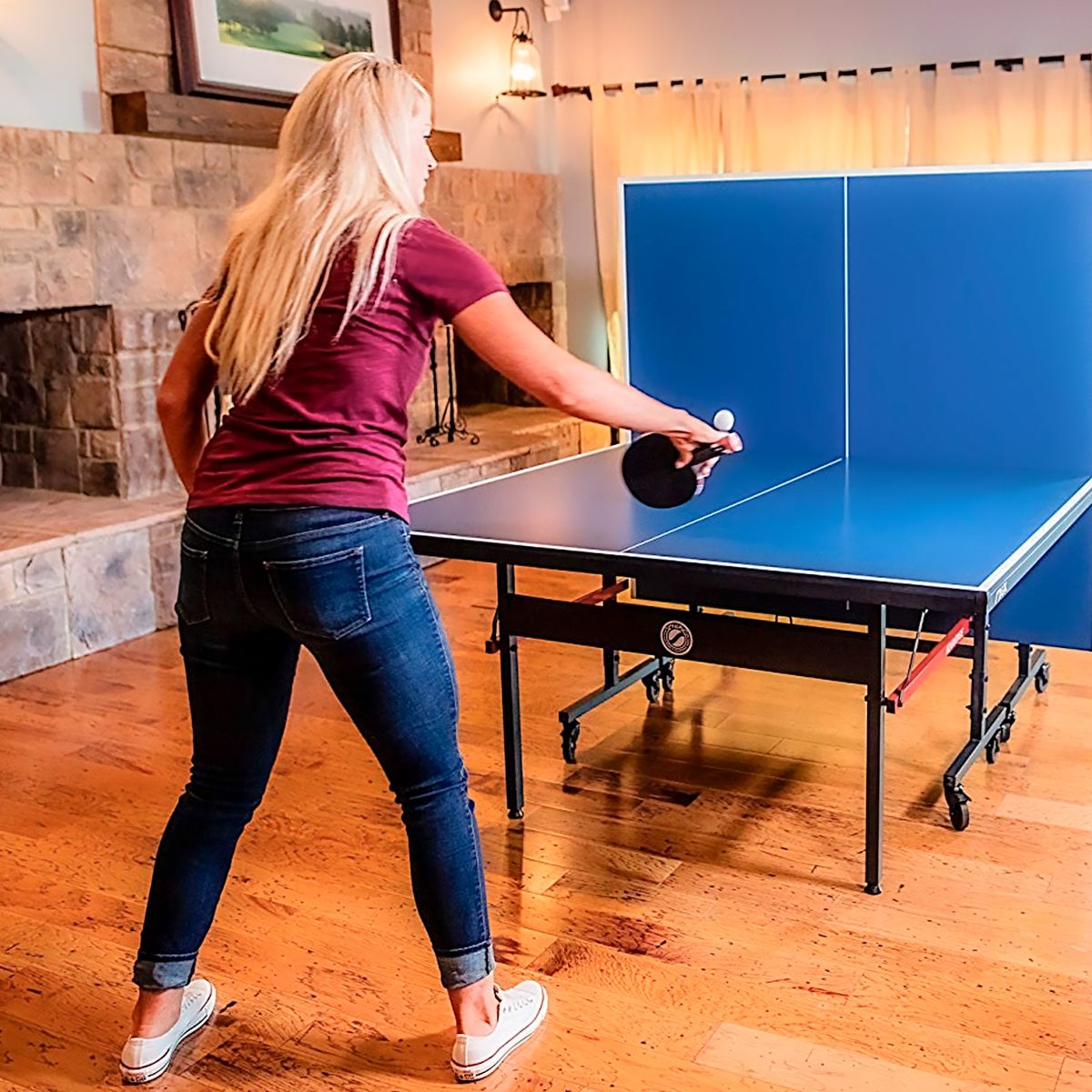 ATLETIS - Mesa de Ping Pong Plegable Profesional Azul