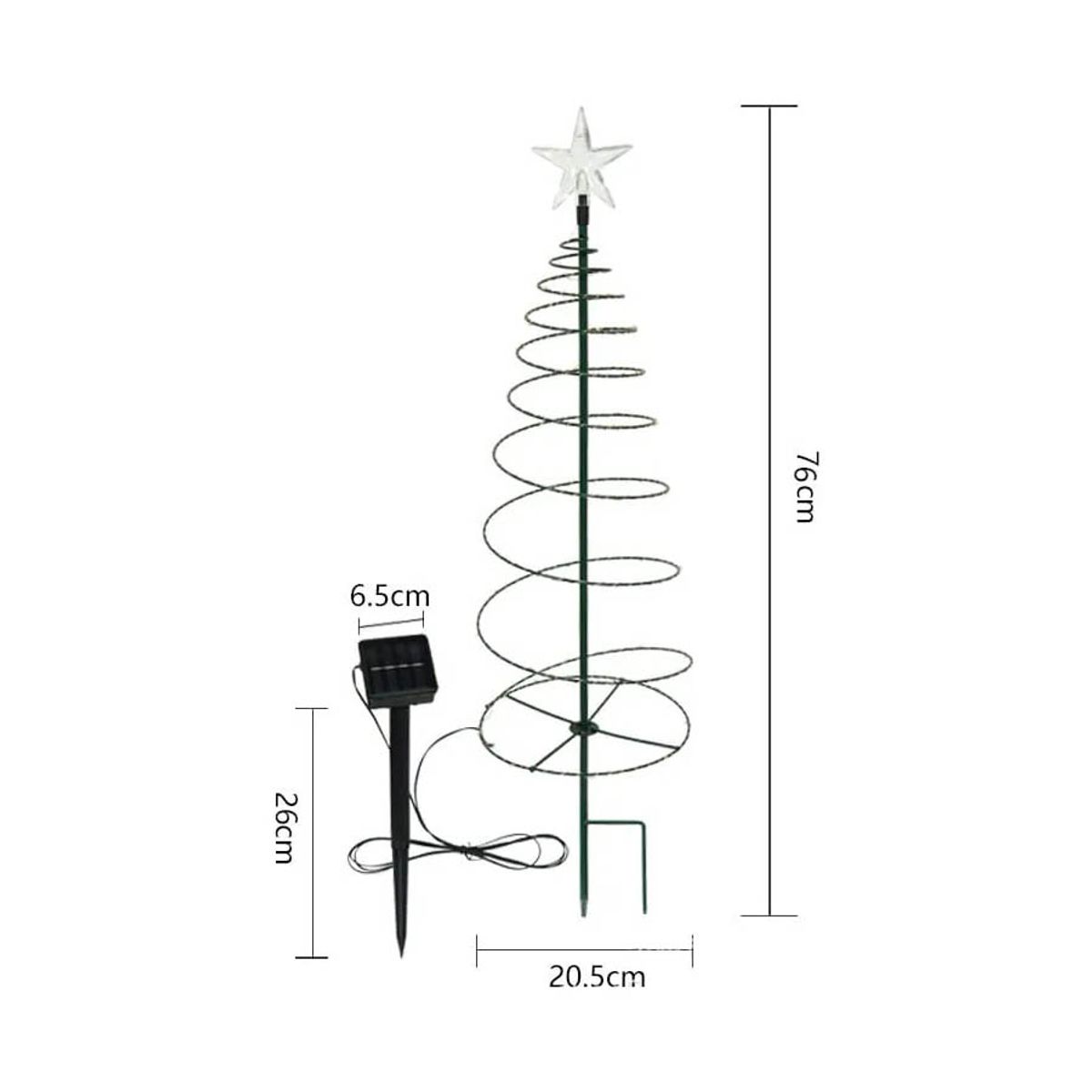 GENERICO - Luz Solar para Árbol de Navidad en Espiral con Estrella 76 cm