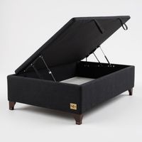 Base Cama Baul 1.5 Plaza (Negro) L190 / con Patas de madera 11 cm / Con refuerzo