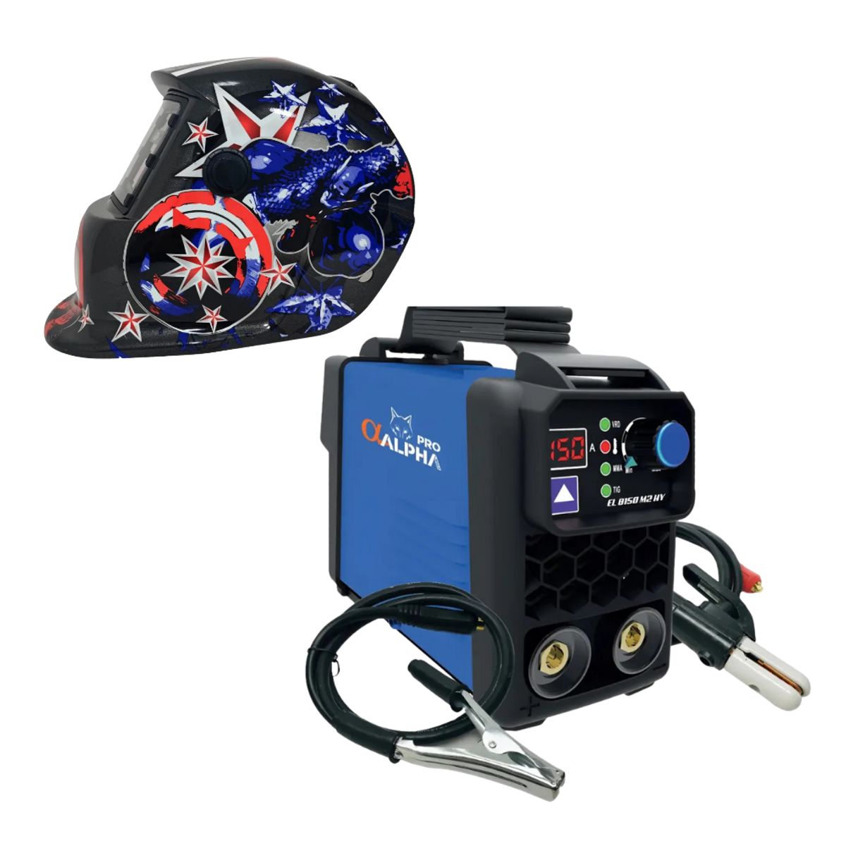 ALPHA - kit Soldadora Alpha TIG 150A 2en1  + Máscara Redbo RBLYE26