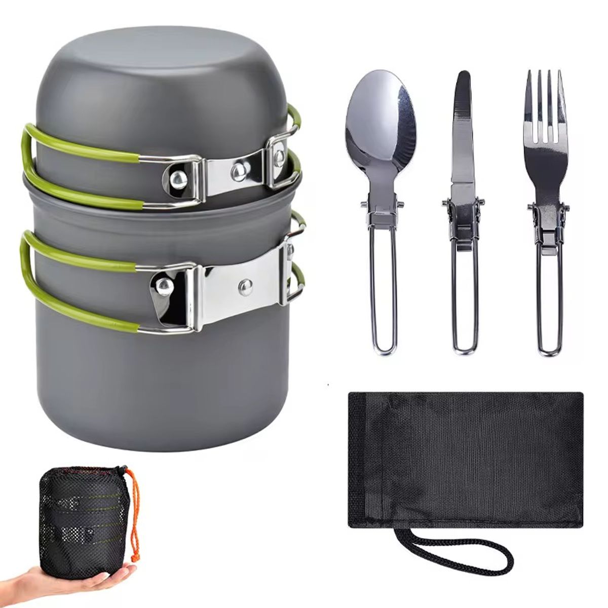 U BUY - Kit De Ollas De Camping Plegable Portátil Ideal Aire Libre Gris