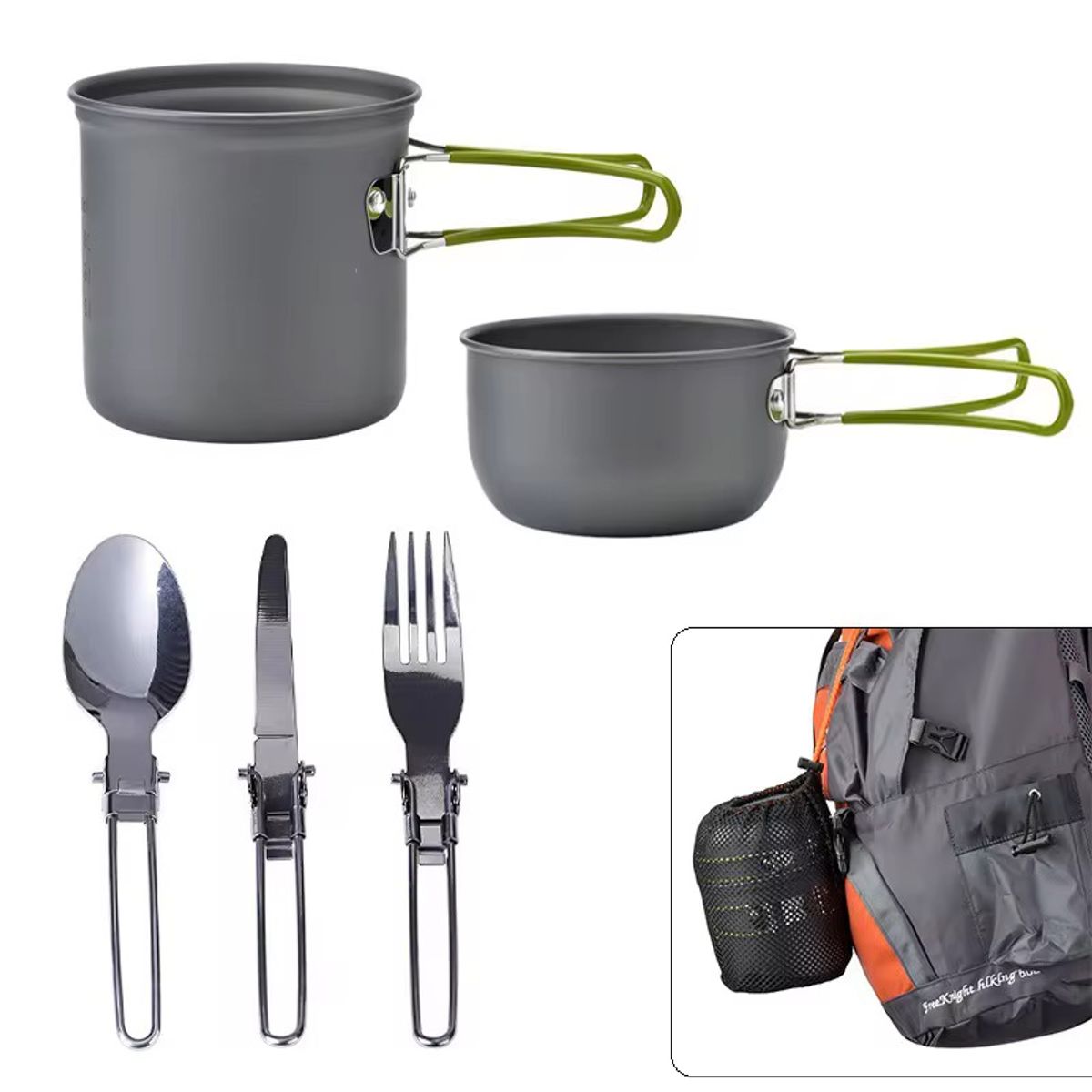U BUY - Kit De Ollas De Camping Plegable Portátil Ideal Aire Libre Gris