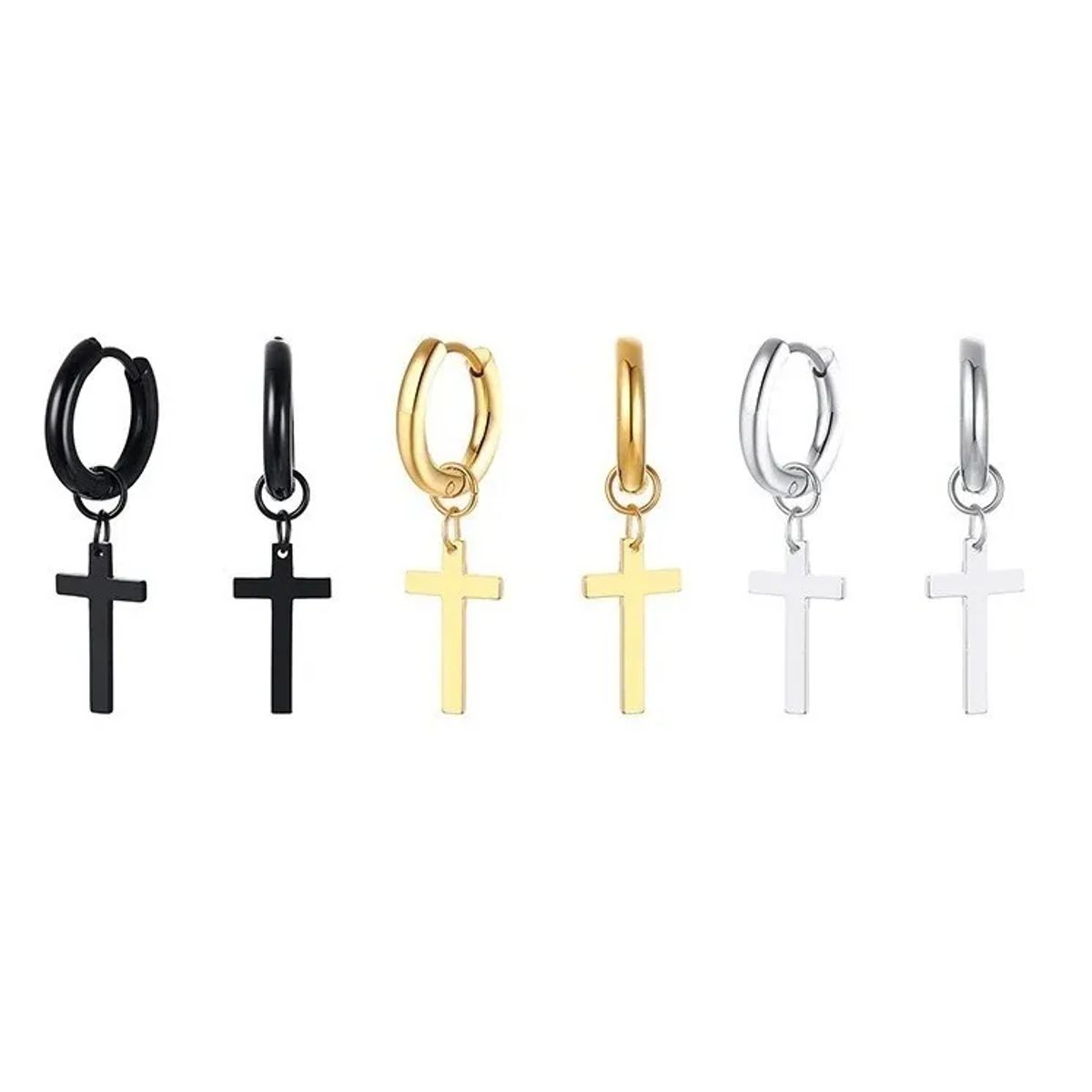 GENERICO - Aros Punk Cruz Gold Space Hombre Mujer Royal Madriz