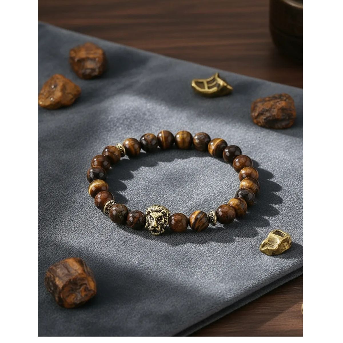 GENERICO - Pulsera De Piedra Ojo De Tigre Leon Hombre Mujer Elegante Royal Madriz