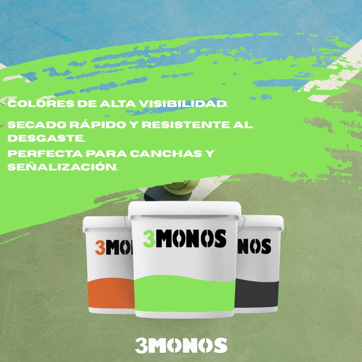 3MONOS COATINGS SPORTS - Pintura Acrílica de demarcación 3monos- Galón 3,785 Lt