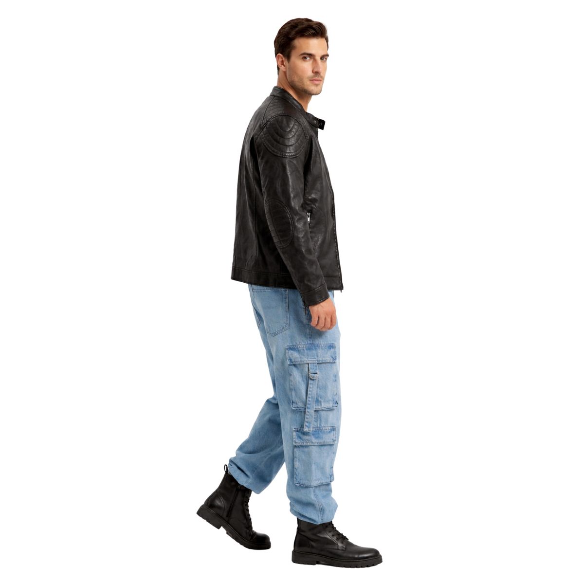 D'JOE - Chaqueta Ecocuero Biker Hombre Berlin