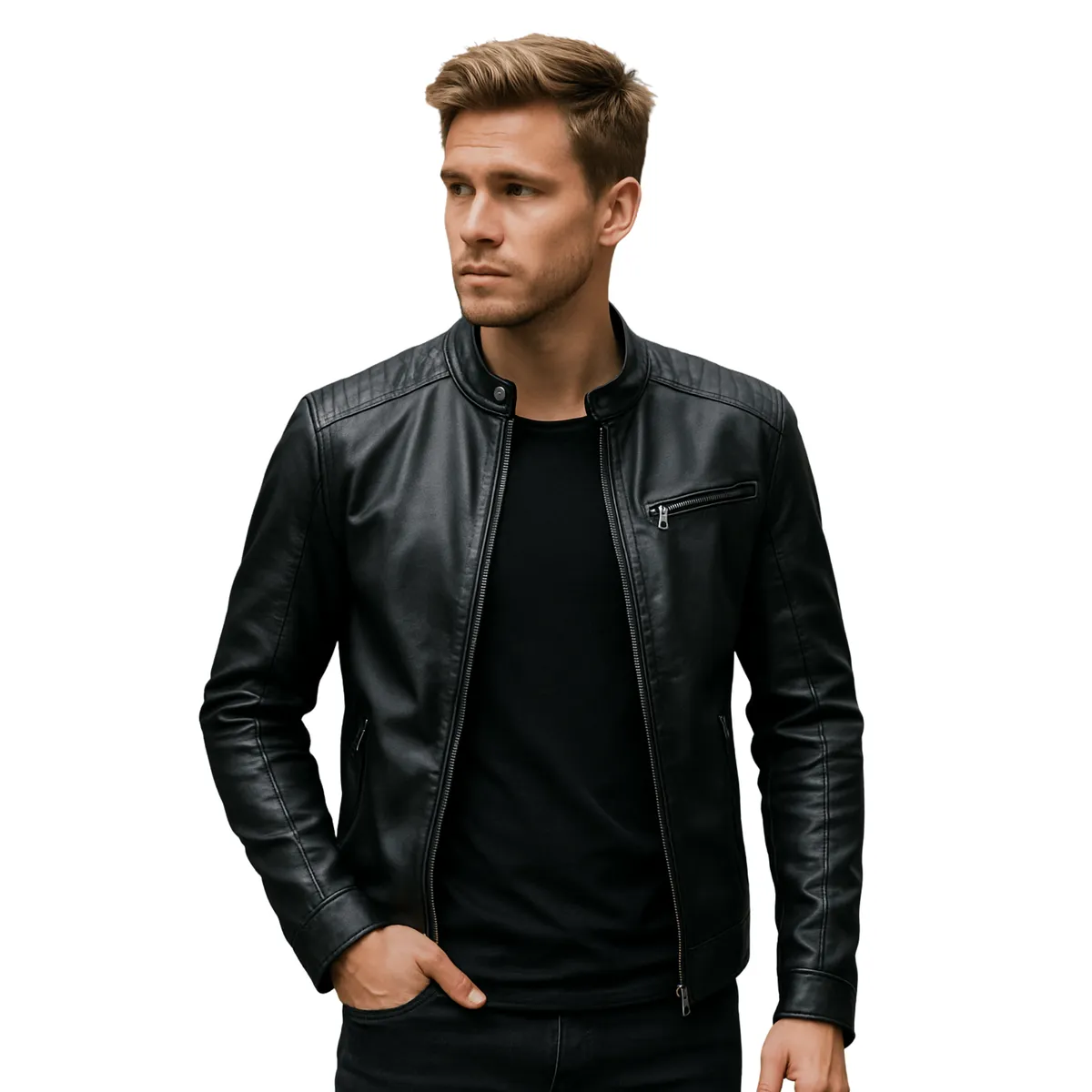 D'JOE - Chaqueta Ecocuero Biker Hombre Berlin