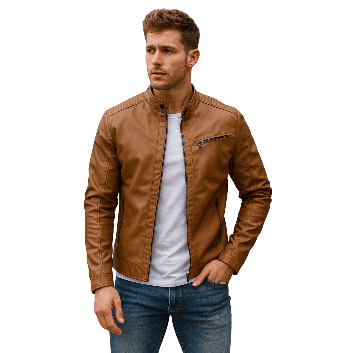 D'JOE - Chaqueta Ecocuero Biker Hombre Berlin